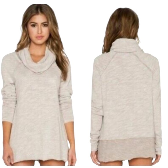 FREE PEOPLE Beach Cocoon Tunic Sweater XS|S Oatmeal Slouchy Boho Casual - Picture 10 of 14